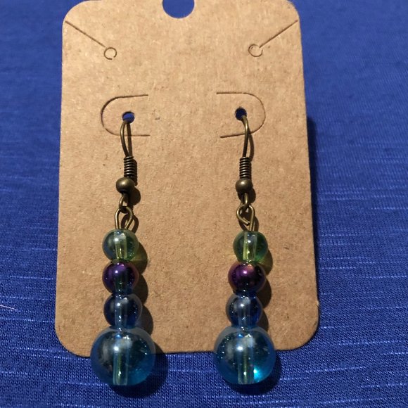 Blue Ombre Beaded Dangle Earrings - Picture 1 of 1